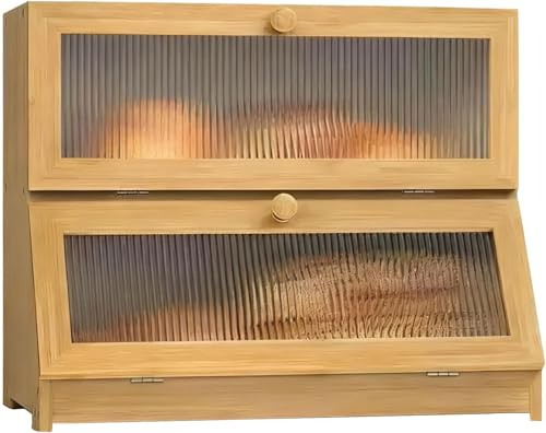 Yeqqzq Bread Bin for Kitchen Countertop, Large Bread Storage Container - Extra Large, Double Layer Bread Box, Storage for Homemade Bread, Under Cabinet Organizer
