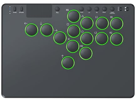 Kexpery Manette Arcade sans Levier 14 Touches RGB pour Console PC Supporte Changement à Chaud pour Switch PS4