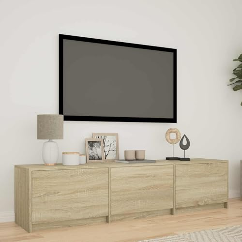 Ziaphsol Fernsehschrank mit LED Beleuchtung 165 x 34 x 40 cm Sonoma Eiche TV Möbel Lowboard Medienkonsole HiFi Rack Sideboard Kommode Wohnwand Unterschrank Regal Ablage Schublade
