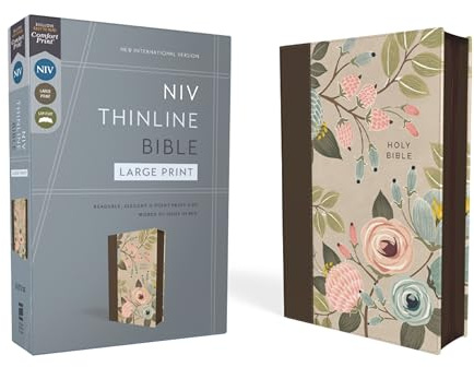 NIV, Thinline Bible, Large Print, Leathersoft, Floral, Zippered, Red Letter, Comfort Print