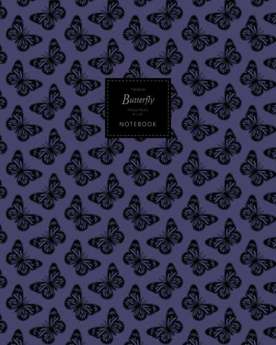 Butterfly Notebook - Ruled Pages - 8x10 - Premium Taccuino (Deep Purple)