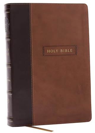 KJV Holy Bible with Apocrypha and 73,000 Center-Column Cross References, Brown Leathersoft, Red Letter, Comfort Print: King James Version