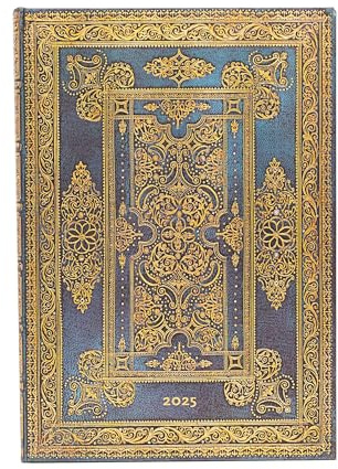 Paperblanks 12-Monatskalender 2025, Blue Luxe, Grande, Vertikal, Elastikband-Verschluss