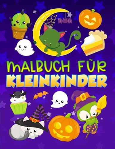 Malbuch für Kleinkinder: 30 niedliche Illustrationen über Halloween für 1- bis 3-Jährige
