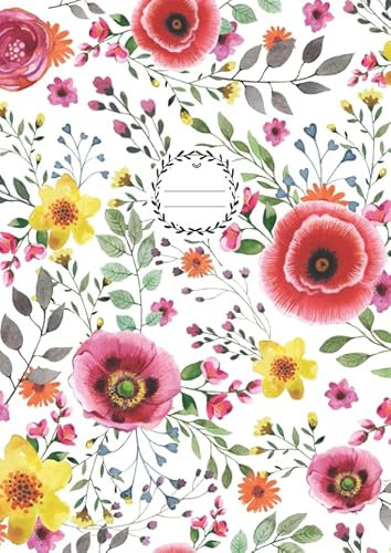 Notenheft DIN A4 Blanko - Lineatur 14: 110 Seiten | 55 Blatt | Musik Unterricht Komposition | Schule + Studium | 12 Systeme mit Seitenzahlen | Blumen Zauber