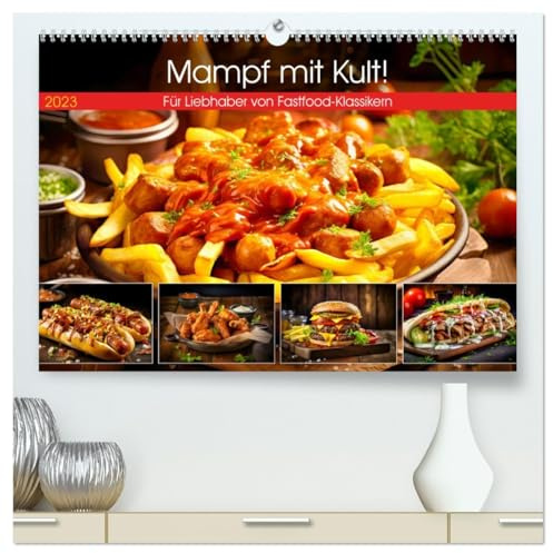 Mampf mit Kult! - Für Liebhaber von Fastfood-Klassikern (hochwertiger Premium Wandkalender 2026 DIN A2 quer), Kunstdruck in Hochglanz: Monat für Monat ... durch die Imbisswelt (CALVENDO Lifestyle)