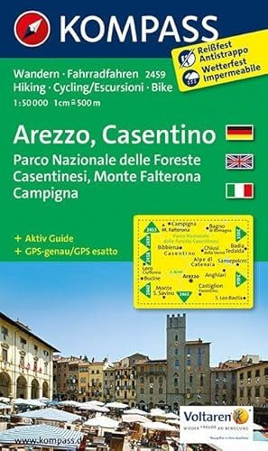 KOMPASS Wanderkarte Arezzo - Casentino - Parco Nazionale delle Foreste Casentinesi - Monte Falterona - Campigna: Wanderkarte mit Aktiv Guide und Radrouten. GPS-genau. 1:50000