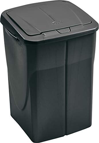 M-Home | Poubelle de Tri Sélectif | Plastique | Argenté + Couvercle Anthracite | 36,5 x 36 x 51 cm / 45 L | ECOBIN 45 | PLS8082-34