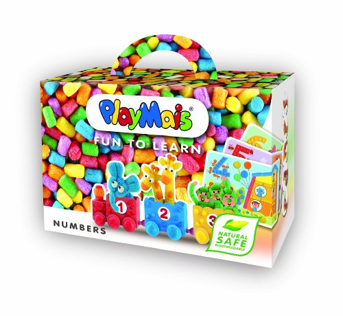 Playmais FUN TO LEARN Numbers Bastel-Set für Kinder ab 3 Jahren I Motorik-Spielzeug mit 550 Stück & 14 Motiv-Vorlagen zum Basteln I Fördert Kreativität & Feinmotorik I Natürliches Spielzeug