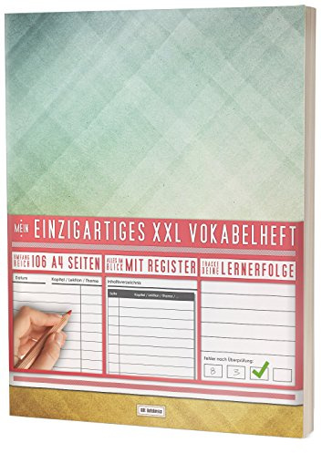 Mein Einzigartiges XXL Vokabelheft: 100+ Seiten, 2 Spalten, Register / Lernerfolge auf jeder Seite zum Abhaken / PR101 Dreiecke / DIN A4 Softcover