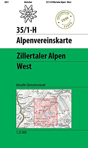 Zillertaler Alpen West - Historische Karte: Topographische Karte 1:25.000 mit aktuelle Gletscherstände (Alpenvereinskarten)