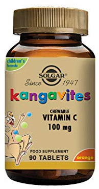 Solgar Kangavites Vitamin C 100 mg Orange Burst - 90 Chewable Tablets | Children's Immune Support Supplement - Daily Chewable Tablets - Essential Vitamin C Formula