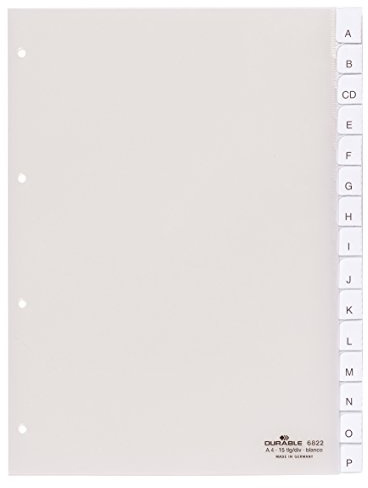 Durable Register A4 mit umschweißten Taben, 15tlg., 1 Stück, transparent, 682219