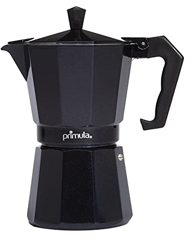 Primula 103829 Aluminum Stove Top Maker, Percolator Pot for Espresso, Moka, Cuban Coffee, Cappuccino, Latte and More, Perfect for Camping, Black