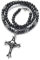 COOLSTEELANDBEYOND Biker Herren Schwarz Onyx Perlen Halskette mit Kreuz Schädel aus Edelstahl 71CM Lang