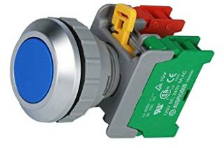 XB30-1O/C BL Schalter: Druck Stab.Pos: 1 NC + NO 30mm blau IP65 Taste: flach AUS