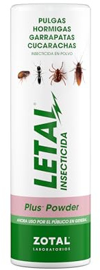 Insecticida en Polvo Pulgas, Hormigas, Garrapatas y Cucarachas | Talquera 325 g | Control de Insectos Rastreros | LETAL Plus Powder ZOTAL | Maxima EFECTIVIDAD