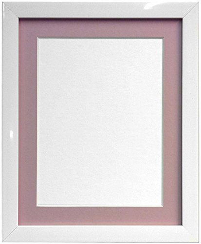 FRAMES BY POST 20mm White Picture Photo Frame with Pink Mount 50 x 40cm For Pic Size 40 x 30cm (Plastic Glass)