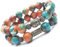 Armband multi Reihen Boho Gipsy weiße Jade getönt braun, orange und blau
