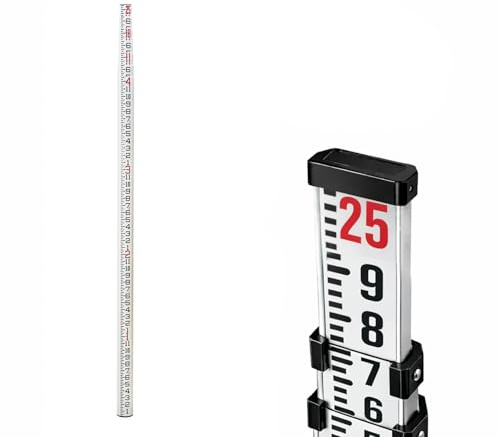 AdirPro Surveyor's Oval Shaped Fiberglass Leveling Rod 25' (Feet/Inches) With Carrying Bag