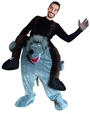 Ikumaal Carry-me Wolf-Kostüm, F106 M-XL, für Erwachsen-e Männer Frau-en, Wolfs-Rudel Wölfe Huckepack Paar- Gruppen-Kostüme Fasching Karneval Faschingskostüm-e