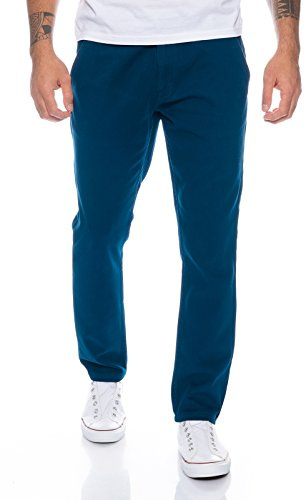 Rock Creek Herren Designer Chino Hose Regular Slim Chinohose RC-390 Petrolblau W32 L34