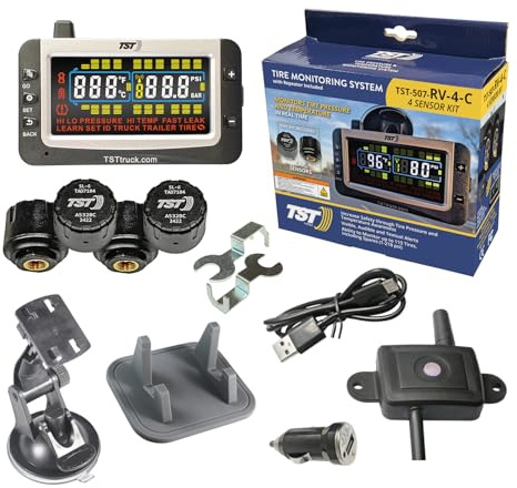 TST 507 Series TPMS - RV Tire Pressure Monitoring System with 4 Cap Sensors & Color Display Monitor for Travel Trailers, Campers and Motorhomes
