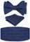 Alizeal Mens Classic selbstgebundene verstellbare Fliege aus Paisley-gewebtem Jacquard, Kummerbund und Einstecktuch, Navy