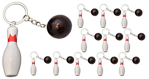 jameitop® Bowling Pin + Kugel 12 Stück Schlüsselanhänger Kegel Strike Set