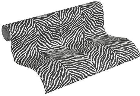 A.S. Création Vliestapete Trendwall Tapete im Zebra Print 10,05 m x 0,53 m schwarz weiß Made in Germany 371201 37120-1