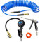 YOTOO Heavy Duty Air Compressor Accessories Kit with 150 PSI High Accuracy Digital Tire Inflator Gauge, 1/4 inch x 25 ft Polyurethane Recoil Air Hose and Adjustable Air Blow Gun Kit
