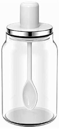 XiaoShenLu Gewürzdose mit Löffel Seal Sugar Salt Shaker Haushaltsgewürzflasche 220ml, weiß