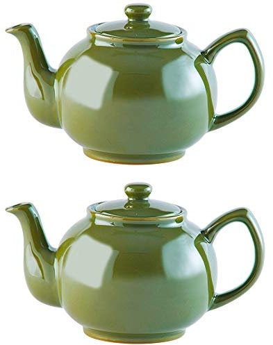 Price & Kensington Traditional Ceramic Tea Serving Teapot 6 Cup Olive Green (Pack of 2)