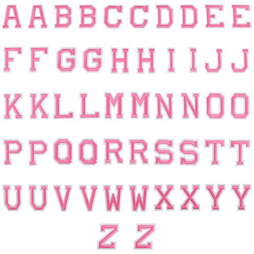 LUTER 52 Pieces Iron On Letter Patches Alphabet Applique Sew On Appliques with Decorative Repair Patches Letter A-Z Embroidered for Hats Shoes Bags (Rose Red)