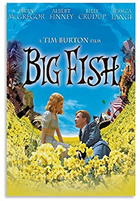Poster, Motiv: Tim Burton, Fantasy-Comedy-Drama, Filmposter, Motiv: Big Fish Retro, dekoratives Gemälde, Leinwand, Wandkunst, Wohnzimmer, Poster, Schlafzimmer, Gemälde, 60 x 90 cm