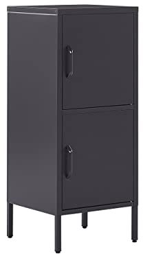 Beliani Armoire de Rangement avec 2 Portes et 4 Étagères en Acier Noir pour Rangement Pratique Dossiers pour Bureau ou Chambre