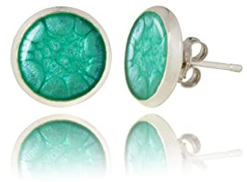 Luxus Klein Ohrstecker für Damen (Stil 13 - Runde Blau Türkis Silber)