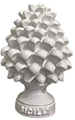 Sizilianischer Tannenzapfen, klassisch, modern, dekorativ, Tannenzapfen Sizilianisches Design, typisches Objekt, Gastgeschenk H 8 cm (Weiß)