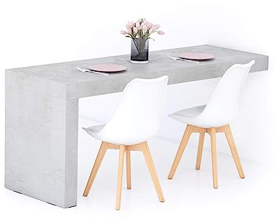 Mobili Fiver, Tavolo da pranzo Evolution 180x60, Grigio Cemento con Una Gamba, per 6 persone, Tavolo Da Pranzo Moderno Cucina, Made in Italy
