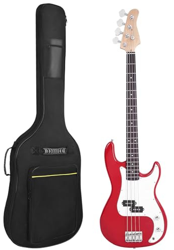 Muscab Custodia per basso elettrico con imbottitura da 7 mm, borsa per basso elettrico, zaino con tracolla e tasche, Nero, Bass Bag, moderno