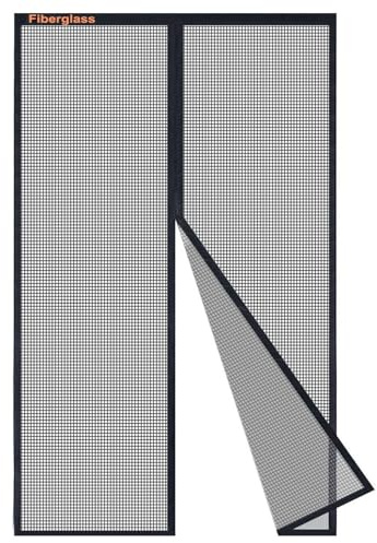 Risareyi Mosquitera Puerta Magnética en Fibra de Vidrio 125x205cm, Negro | Anti UV, Reforzado Malla Cortina Mosquitera Puerta Exterior para Balcon Terraza con Imanes, Transpirable, Antimosquitos