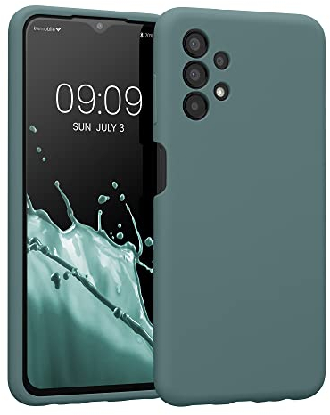 kwmobile Handyhülle kompatibel mit Samsung Galaxy A13 4G Hülle - gummierte Handy Case aus Silikon in Blaugrün