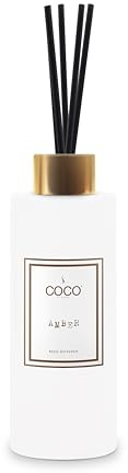 COCO by Stone 5oz Reed Diffuser (Amber) Luxury Scented Oil Diffuser Aromatherapy, Reed Diffusers for Home, Diffusing Oil Fragrance,Fragrance Products, Reed Diffusers for Home, Vegan