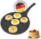 Poêle à frire en antiadhésive (26 cm, 7 Moule) Poêle à pancake en fonte d’aluminium Avec revêtement à triple couche et 7 trous pancakes et Oladji, Petit-déjeuner Oeuf Au Plat Hamburge