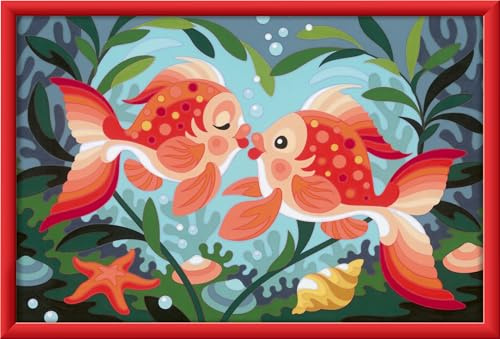 Ravensburger CreArt 23507 - Verliebte Fische - Malen nach Zahlen für Kinder ab 9 Jahre, Malset mit Rahmen, Pinsel und Acrylfarben, Geschenk für Mädchen und Jungen