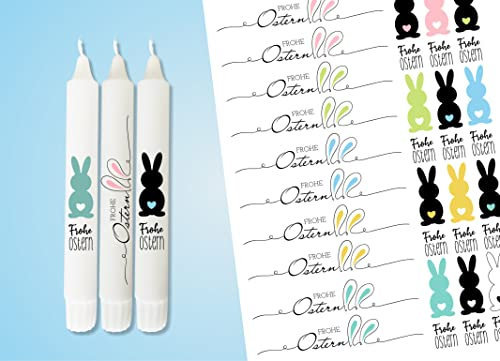 Kerzen Tattoofolie - Kerzensticker OSTERHASE Sprüche FROHE OSTERN