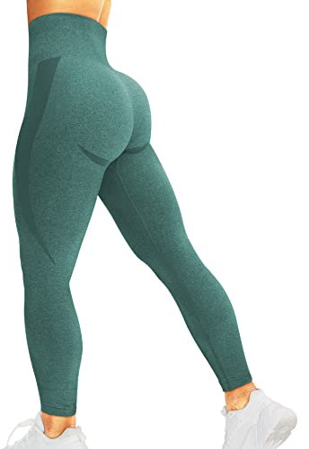 corcoar Sport Leggings Damen High Waist Seamless Hosen Gym Yoga Sport Leggings Booty Lifting Po Push Up Gym Sporthose Grün XL