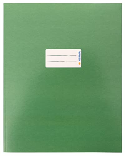 HERMA 20047 Heftumschlag Quart Karton Grün, Hefthülle mit Beschriftungsfeld aus stabilem & extra starkem Papier, Heftschoner für Schulhefte, farbig
