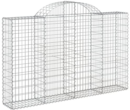 vidaXL Gabione mit Hochbogen 2 STK., Steinkorb Drahtkorb Dekorativ, Gabionenkörbe Verstärkte Gabionenhaken, Gabionenwand Gabionen Zaun Garten, Verzinktes Eisen