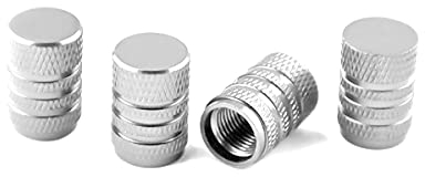 CGEAMDY 4 Pcs Hochwertige Farbe Aluminium Ventilkappen, Aluminium Ventilkappen, Universelle Ventilkappen für Autos LKWs Motorräder, Universal Reifenventilkappen (Silber)